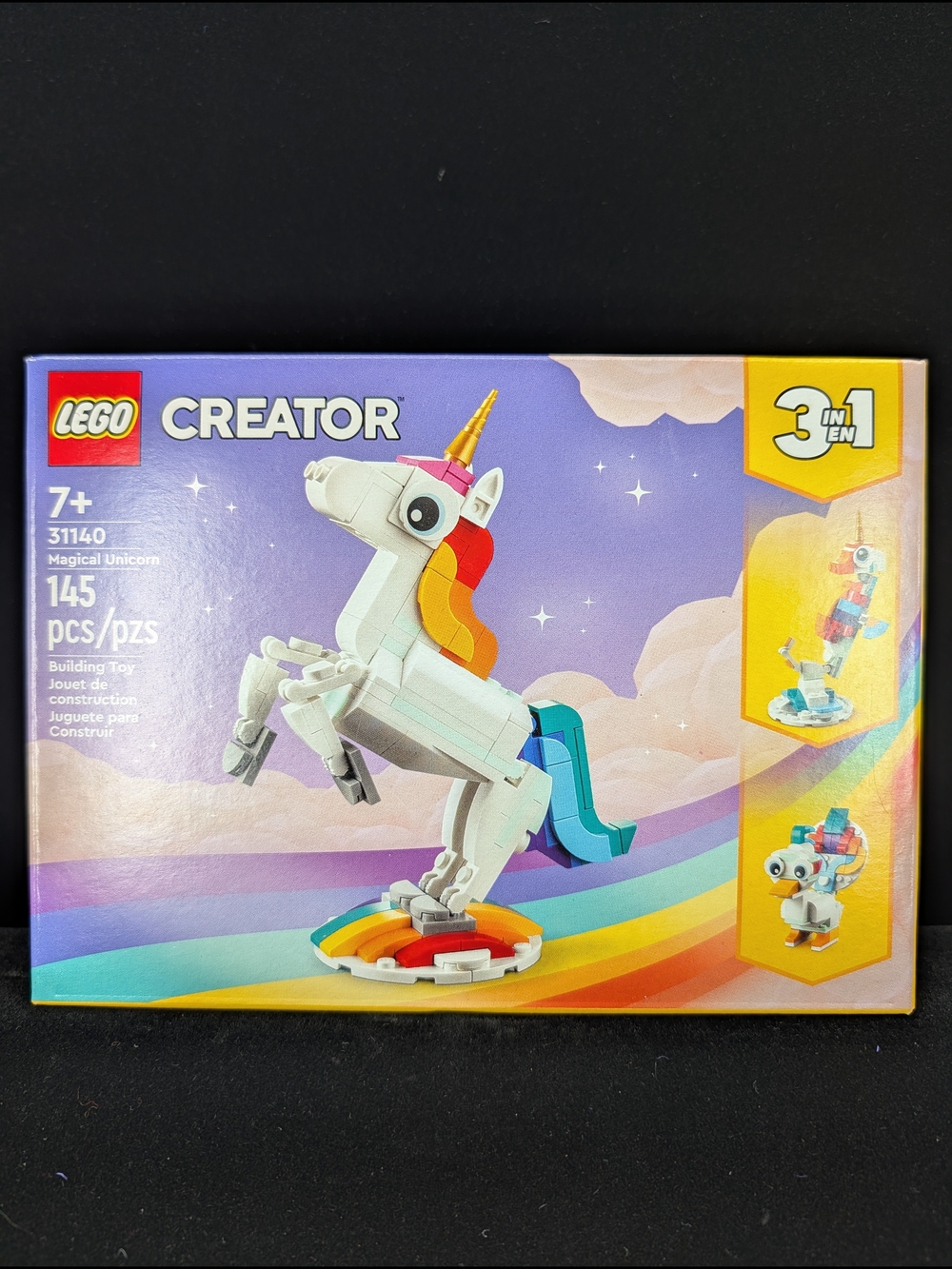 Lego Creator 31140 3 In 1 White & Rainbow Unicorn/Seahorse/Peacock Sealed - Picture 3 of 8